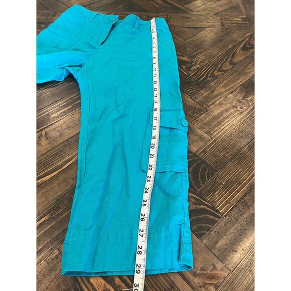 Chicos 100% Linen Pant Women Small Cargo Utility Beach Pocket Lagenlook ColorFul - Picture 8 of 9